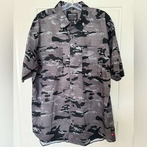 HOWITZER‎ MEN'S CAMO PRINT AMBUSH SHORT SLEEVE BUTTON DOWN SHIRT Size 2X - Picture 1 of 11